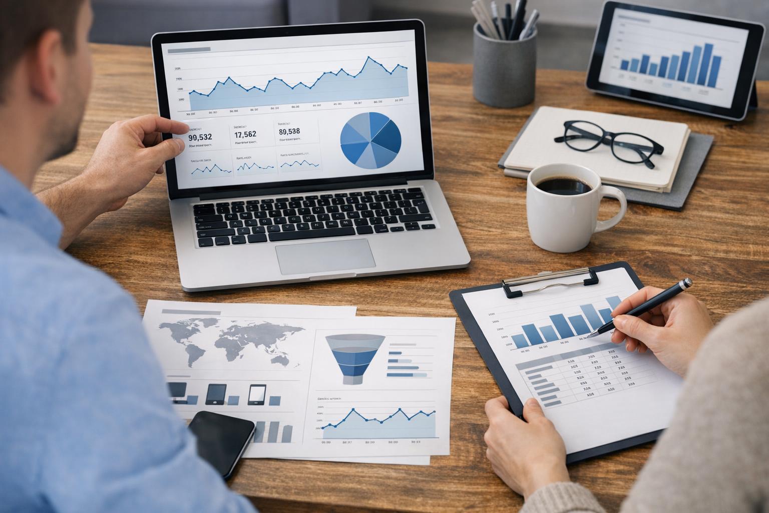 Zdjęcie: analiza danych i statystyk strony internetowej